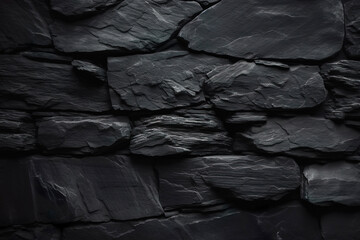 Dark grey black slate background. Black stone texture. Slate background, generative aii