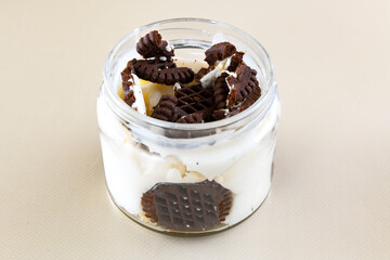 Table scene of assorted take out or delivery foods. Traditional Turkish cuisine. Various Turkish desert and cake. Top down view on a table.