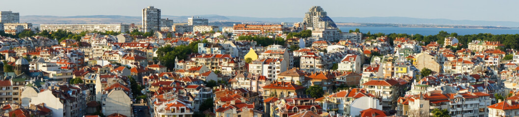 Panoramic view of Burgas city of Bulgaria, an important industrial, transport, cultural and tourist...