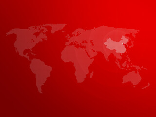 Fototapeta na wymiar Dotted halftone world map with the country of China highlighted. Modern and clean world map on a red color gradient background. 