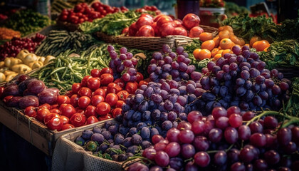 Naklejka na ściany i meble Abundant harvest of fresh, juicy, organic produce generated by AI