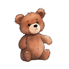brown teddy bear hand drawn illustration children's book art stuffed animal