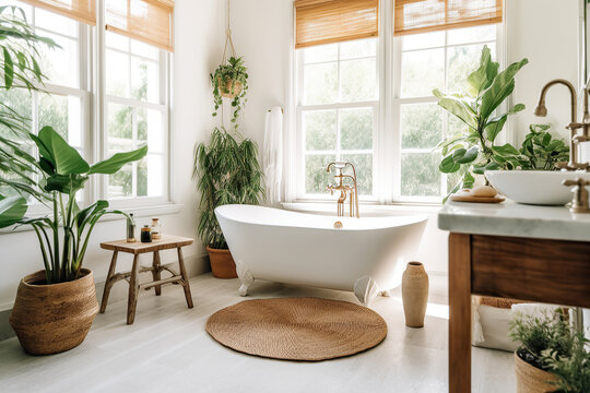 Cottage style bathroom with bathtub