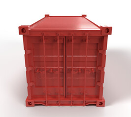 Isolated Shipping Cargo Container in Perfect Realistic Look. Reusable large intermodal steel freight boxes for Storage and Transportation on White Background, 3D Render illustration.