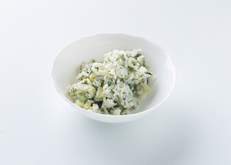 salad with rice and egg with herbs