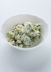 salad with rice and egg with herbs