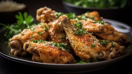 Fototapeta premium Sizzling Garlic Parmesan Chicken Wings