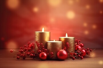 Fototapeta na wymiar Christmas candles and decorations, Generative AI