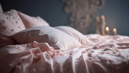 Fototapeta na wymiar Cozy bed with softness and elegance generated by AI