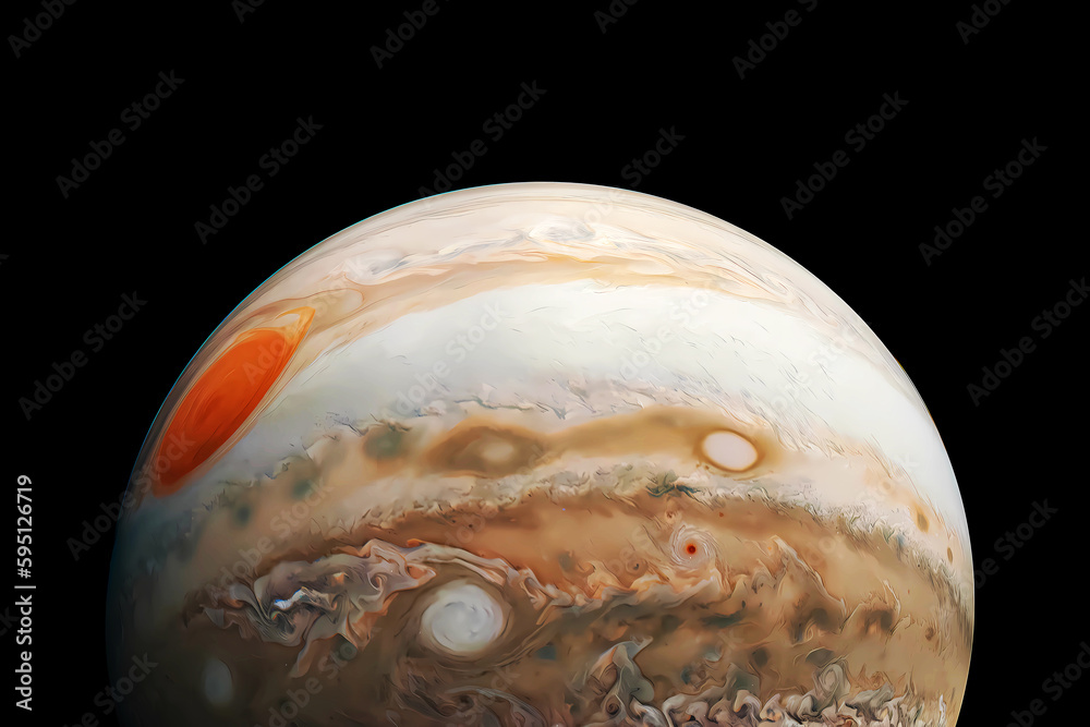 Sticker the planet jupiter on a dark background. elements of this image furnished nasa.