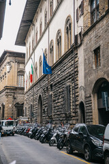 Fototapeta na wymiar Walking through the alleyways of Florence, Italy on a Quiet Morning