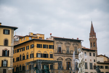 Fototapeta na wymiar View of the colorful buildings in the city center of Florence, Italy 