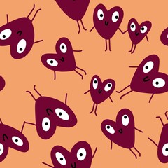 Valentines hearts cartoon pattern for wrapping and kids clothes print and fabrics and gift box