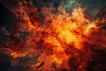 Fiery Explosions and Abstract Flames Illustration, Generative AI