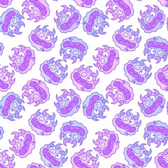 Cartoon monsters seamless emoticons aliens pattern for kids clothes print and wrapping paper and fabrics