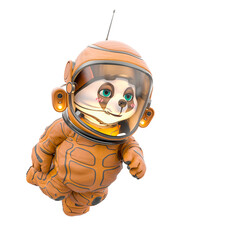 teddy bear astronaut cartoon is floating forward © DM7