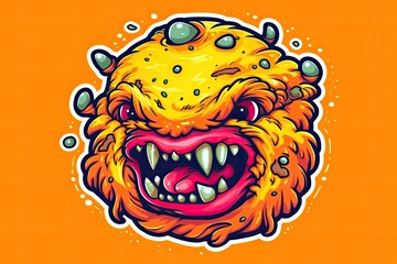 yellow monster with a wide smile. Generative AI