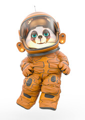 teddy bear astronaut cartoon is floating back