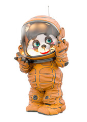 teddy bear astronaut cartoon is thinking about love