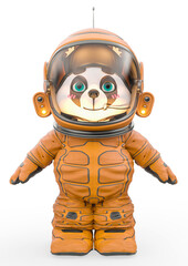 teddy bear astronaut cartoon is standing up