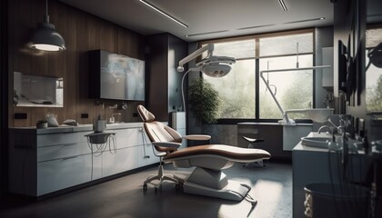 Fototapeta na wymiar Dental office interior. Generative AI