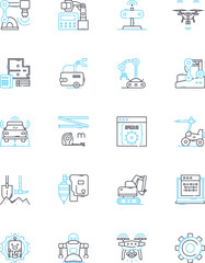 Computer programming linear icons set. Code, Syntax, Debugging, Algorithms, Functions, Variables, Loops line vector and concept signs. Control,Compilation,Scripting outline illustrations