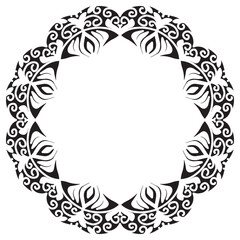 Abstract floral round frame stencil