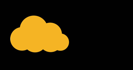 Composition of cloud icon on black background with copy space
