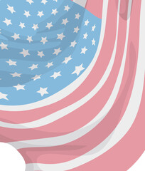 Pale background with close-up of American flag, Vector illustration