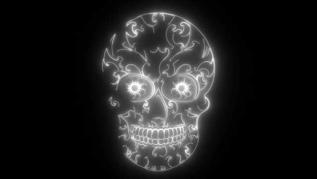 mexicane skull in white neon