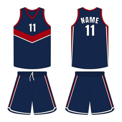 basketball uniform template illustration front and back view