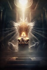 Fototapeta na wymiar The concept of the Throne of God is present in many religions and spiritual traditions, including Christianity, Judaism, and Islam. It is often described as a heavenly throne, a symbol of divine power