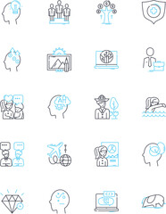 Creative nerks linear icons set. Imaginative, Innovative, Artistic, Inventive, Original, Unique, Quirky line vector and concept signs. Inspired,Eccentric,Visionary outline illustrations