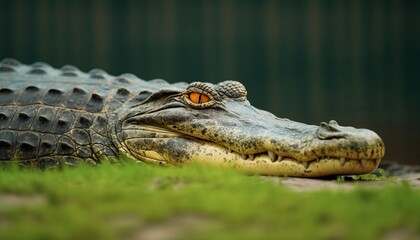 Fototapeta premium A crocodile beside a lake ai, ai generative, illustration
