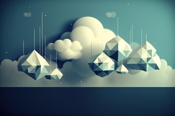 Fototapeta na wymiar mountains and clouds in the style of abstract geometric forms