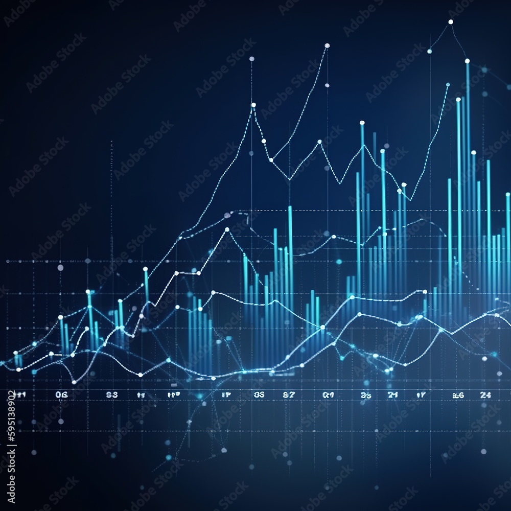 Wall mural futuristic raise arrow chart digital transformation abstract technology background. big data and bus