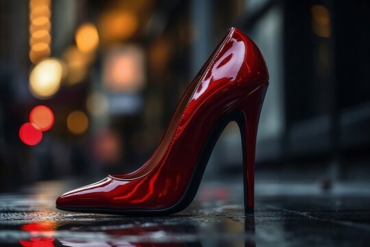 red patent high heel shoe created with Generative AI technology