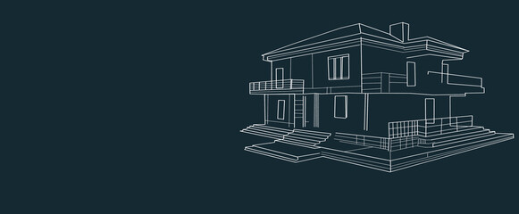 Naklejka premium modern house holographic scan projection