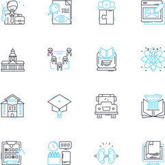 Tutoring linear icons set. Mentorship, Learning, Education, Support, Guidance, Teaching, Instruction line vector and concept signs. Advancement,Coaching,Development outline illustrations