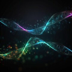 dna helix on black background. generative ai