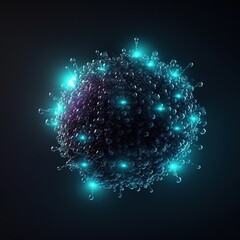 Blue glowing particle molecular structure. generative ai