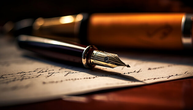 Elegant quill pen s successful business contract generated by AI