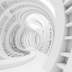 Abstract Architecture Background. 3d Illustration of White Circular Building. Modern Geometric Wallpaper. generative ai