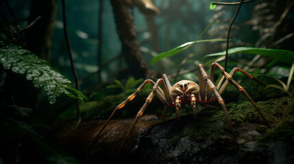 Obraz premium Poisonous spider in jungle. Generative AI