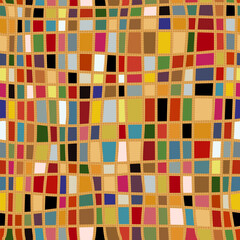 Retro multicolored mosaic. Background with a pattern of multi-colored shapes, details.