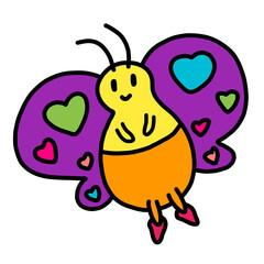 happy colorful butterfly, character design, cute cartoon isolated , graphic design for presentation, marketing, art, illustration, t-shirt design, cartoon, comic, advertising, online media