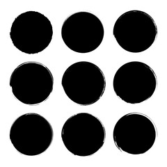 Brush circle collection. Hand drawn circles. Set of brush stroke for dry paint. Dirty artistic vector design elements. Dirty brush circle for template . Vector illustration.