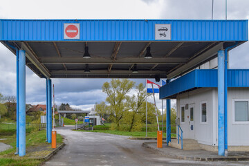 Border crossing between Croatia and Slovenia. Croatia become the 27th country of the Schengen Area. 