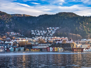 Biskopshavn shot from fjord, Bergen, Norway