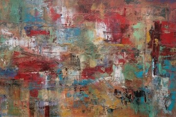 Naklejka premium an abstract painting with vibrant colors and contrasting shapes. Generative AI